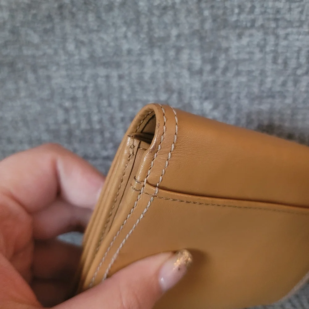 Coach Tan Leather Wallet with Gold-Tone Logo - Picture 16 of 16